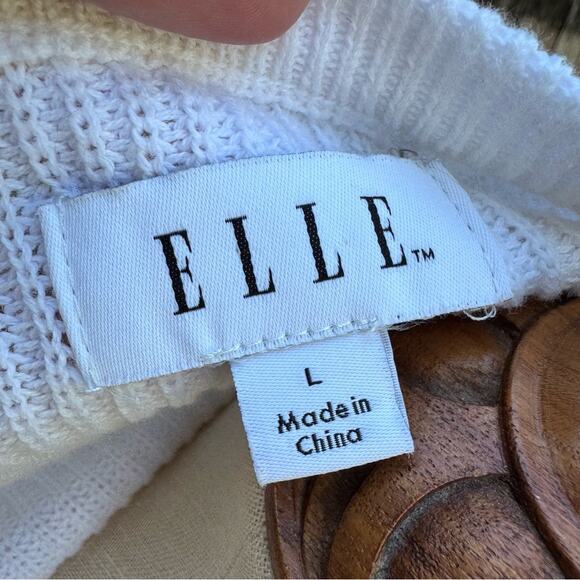 ELLE Bow Sleeve Cream Ivory Sweater Women's Size Large - Picture 7 of 9